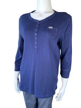 Lauren Ralph Lauren Henley Shirt Navy 3/4 Sleeve XL